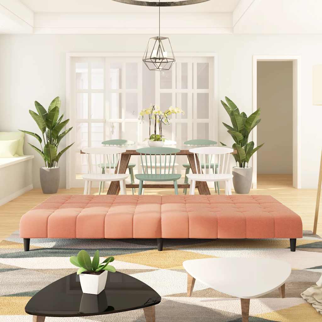 Divano Letto A 2 Posti Rosa In Velluto - Image 3