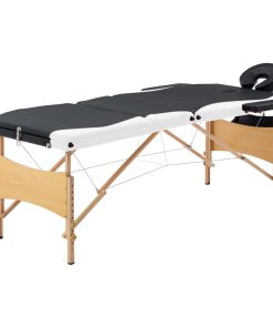 Lettino Massaggio Pieghevole A 3 Sezioni Legno Nero E Bianco