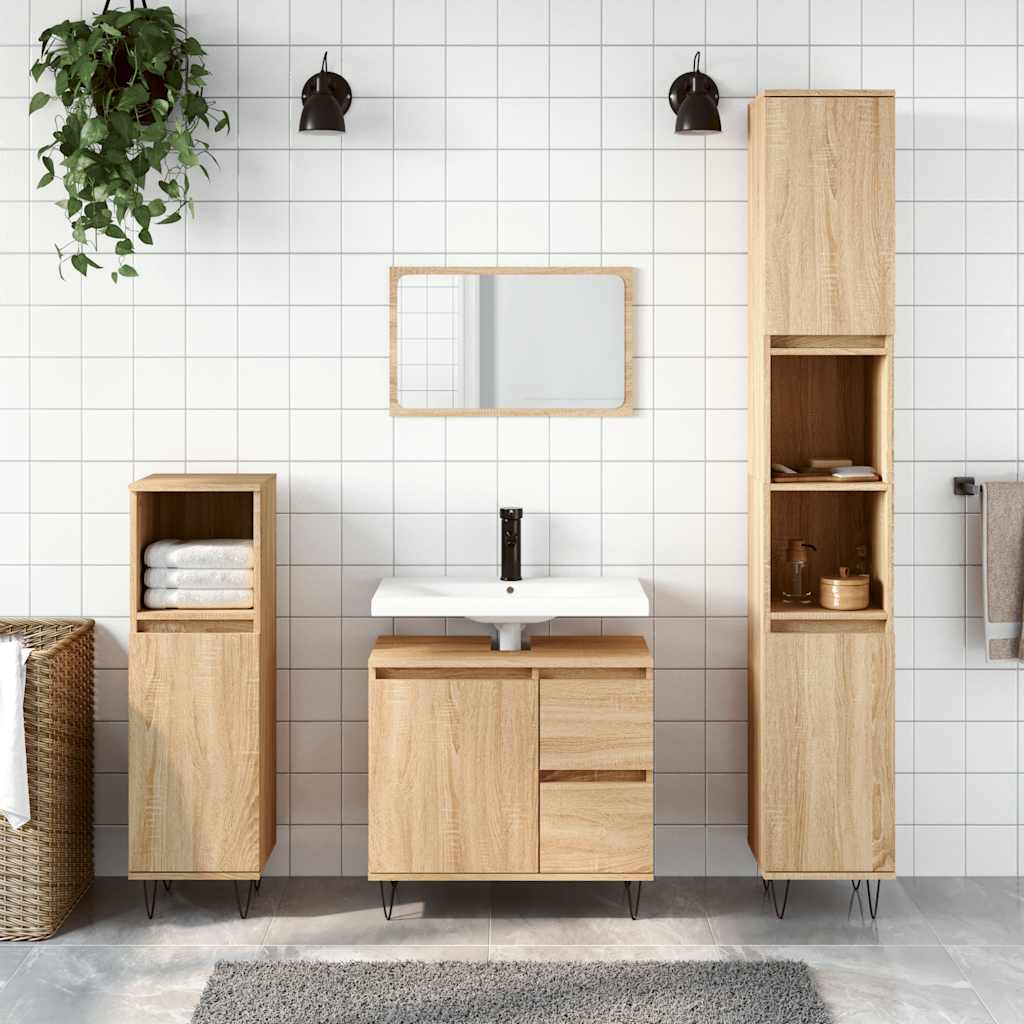 Armadietto Da Bagno Rovere Sonoma 65x33x60 Cm Legno Multistrato