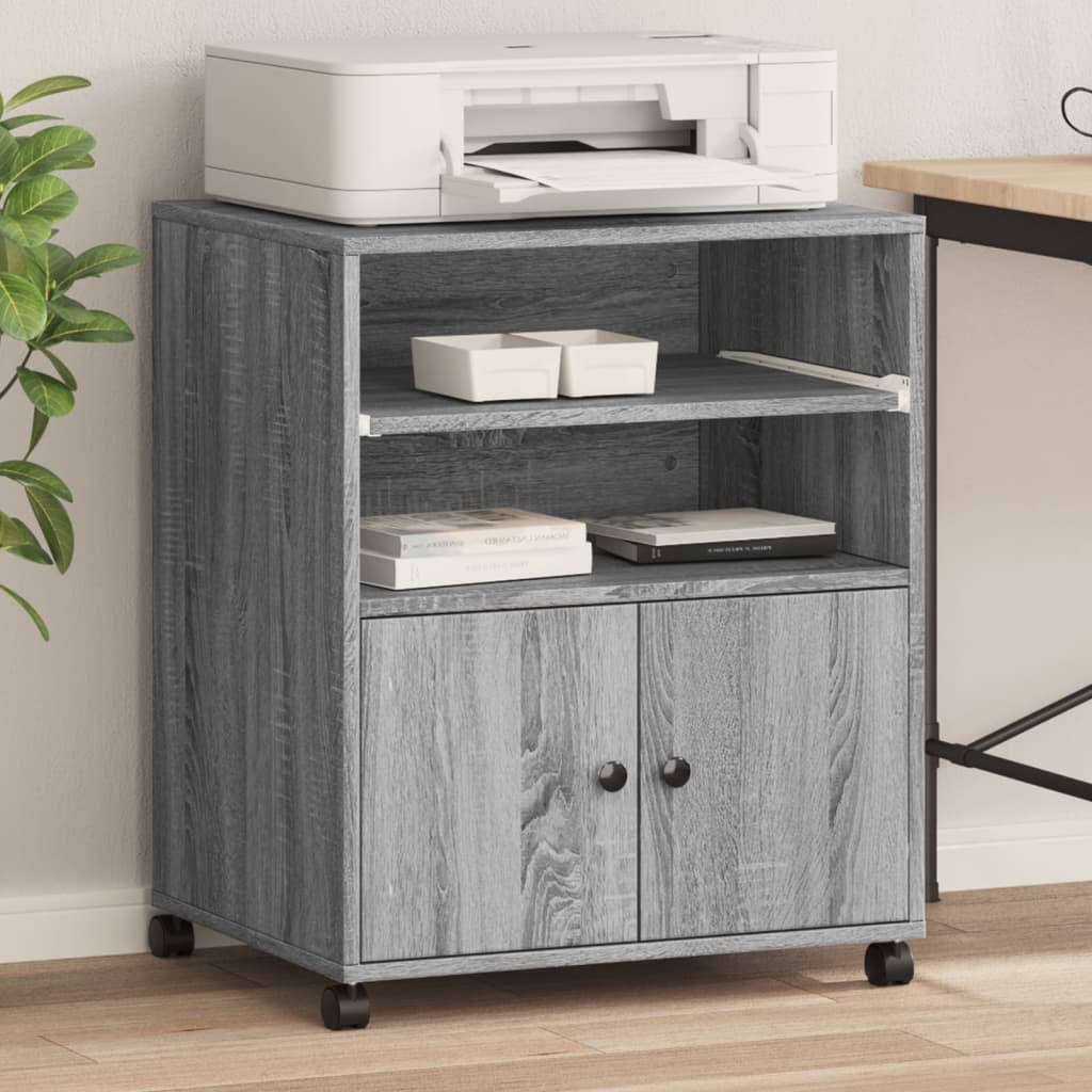 Supporto Per Stampante Con Ruote Grigio Sonoma 60x48x74 cm