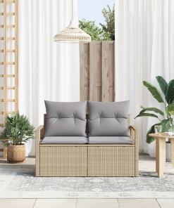 Divano Da Giardino Beige 120 X 62 X 69cm Polyrattan