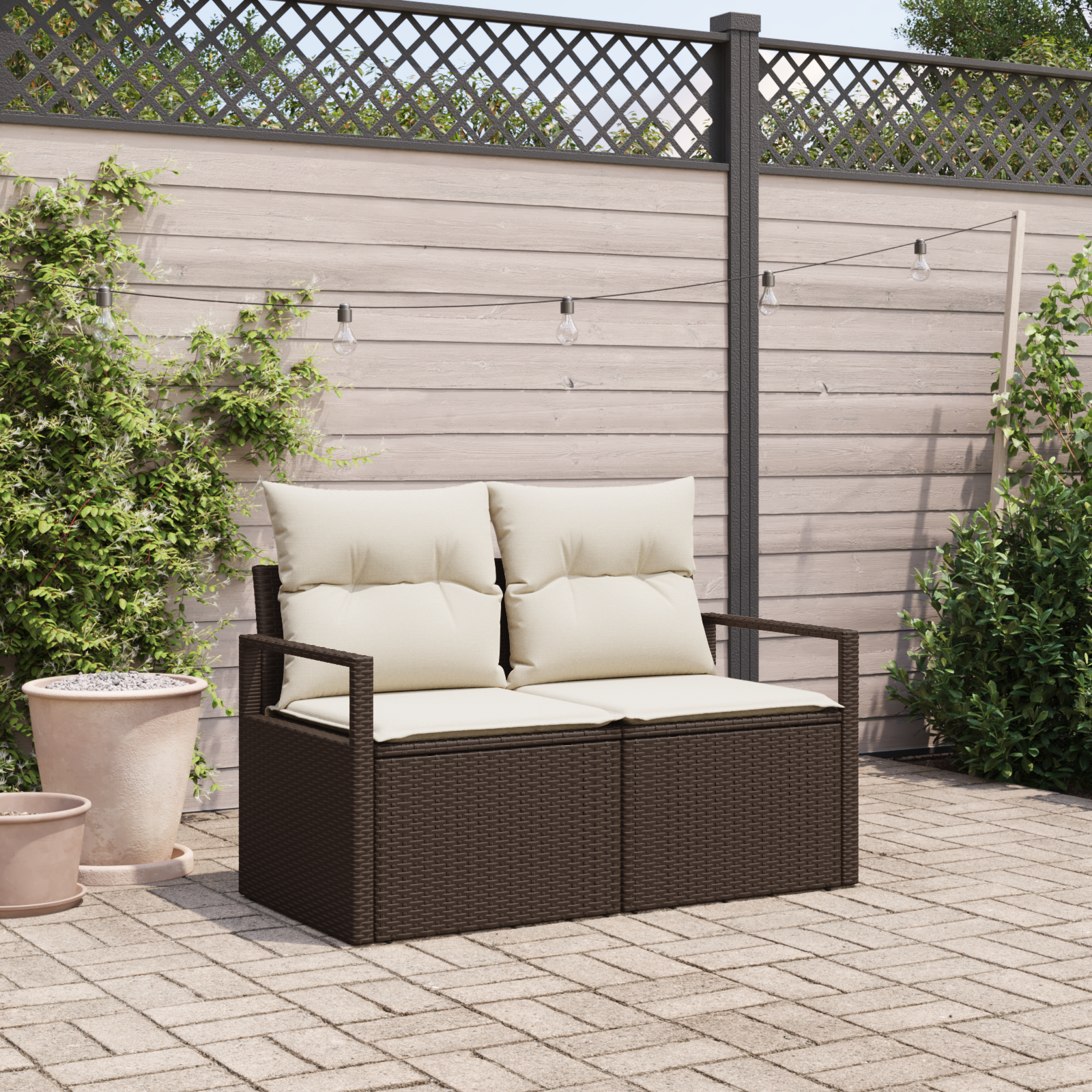 Divano Da Giardino Marrone 120 X 62 X 69cm Polyrattan