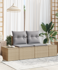 Divano Da Giardino Beige 123 X 62 X 69cm Polyrattan