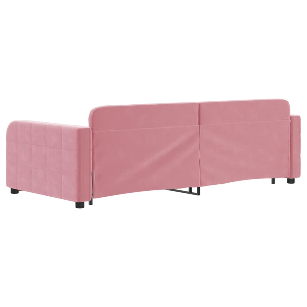 Divano Letto Estraibile Con Cassetti Rosa 90x200 Cm Velluto - Image 5