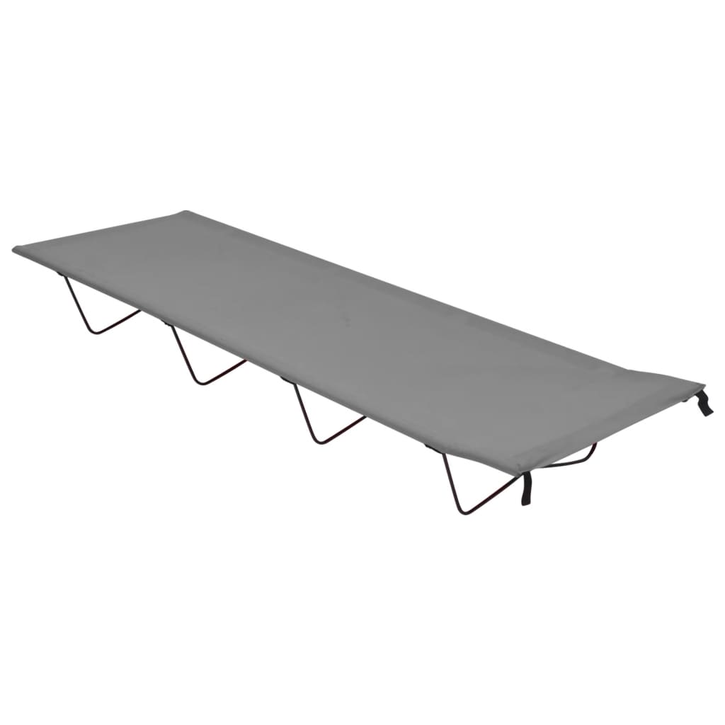Lettino Da Campeggio 180x60x19cm Tessuto Oxford E Acciaio Grigio