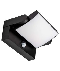 17w Led Wall Light With Sensor 3000k Black Body Ip65