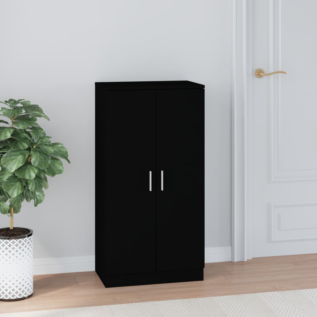 Scarpiera Nera 55x35x108 Cm In Legno Multistrato