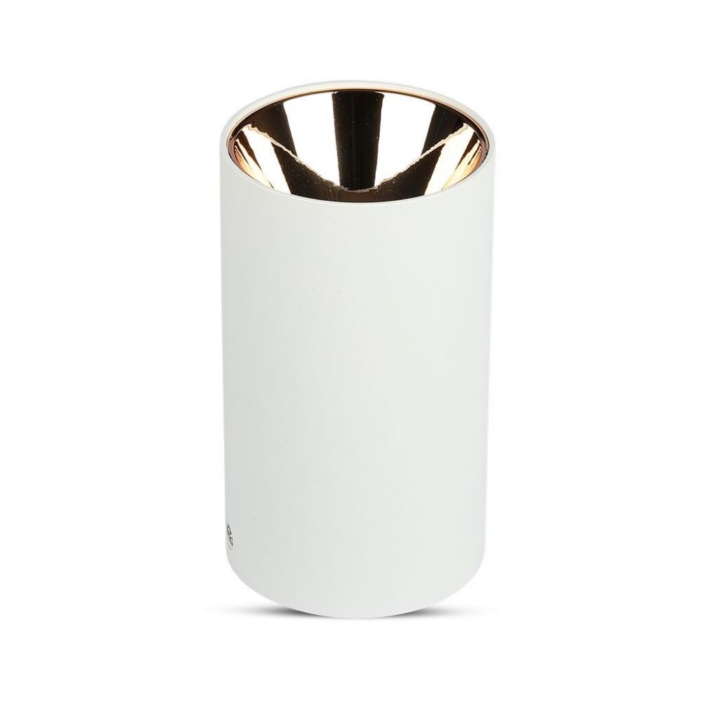 Gu10 Fitting Round White + Rose Gold