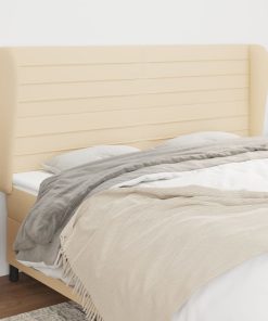 Testiera Ad Orecchio Crema 203x23x118/128 Cm In Tessuto