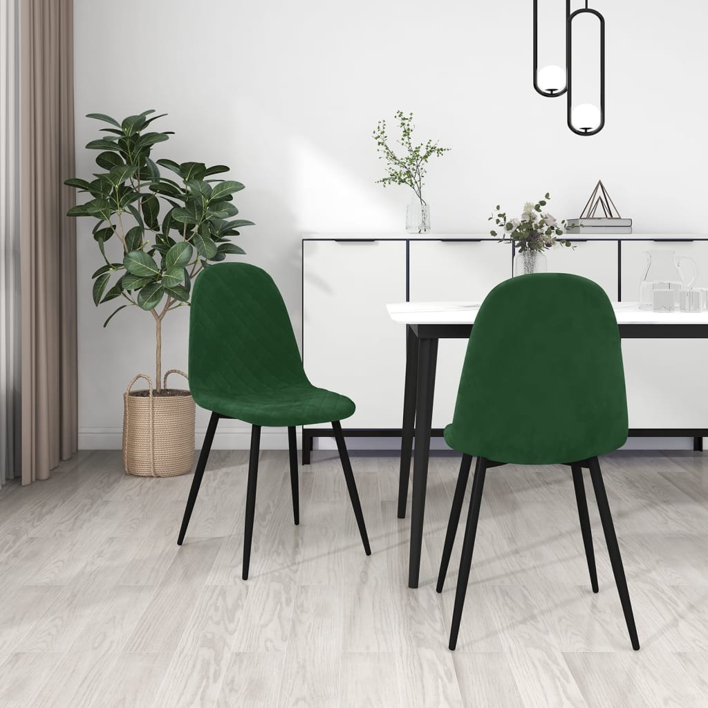 Sedie Da Pranzo 2 Pz Verde Scuro In Velluto