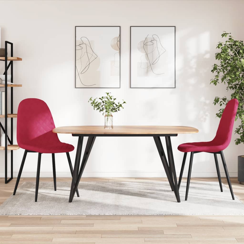 Sedie Da Pranzo 2 Pz Rosso Vino In Velluto