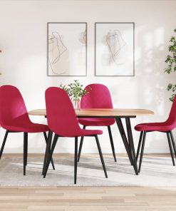 Sedie Da Pranzo 4 Pz Rosso Vino In Velluto