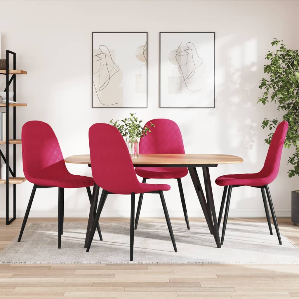 Sedie Da Pranzo 4 Pz Rosso Vino In Velluto