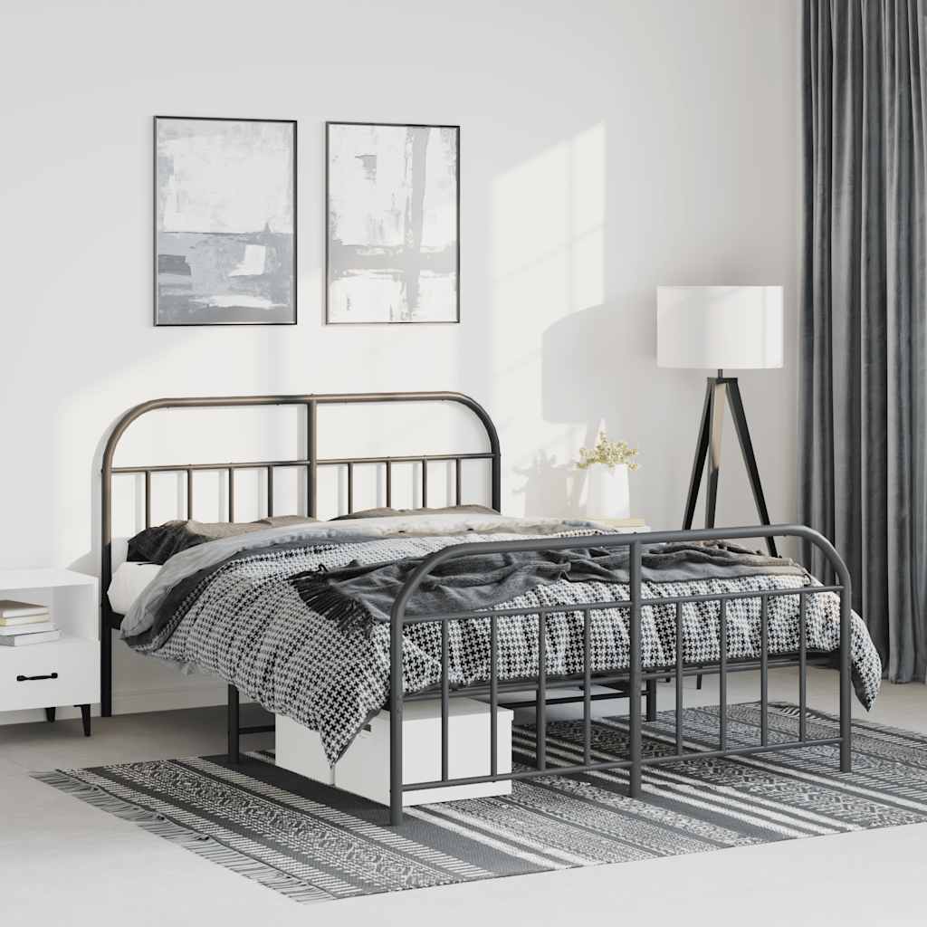 Giroletto Con Testiera E Pediera Metallo Nero 135x190 cm