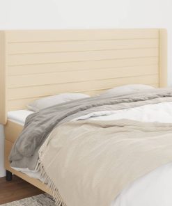 Testiera Ad Orecchio Crema 203x23x118/128 Cm In Tessuto