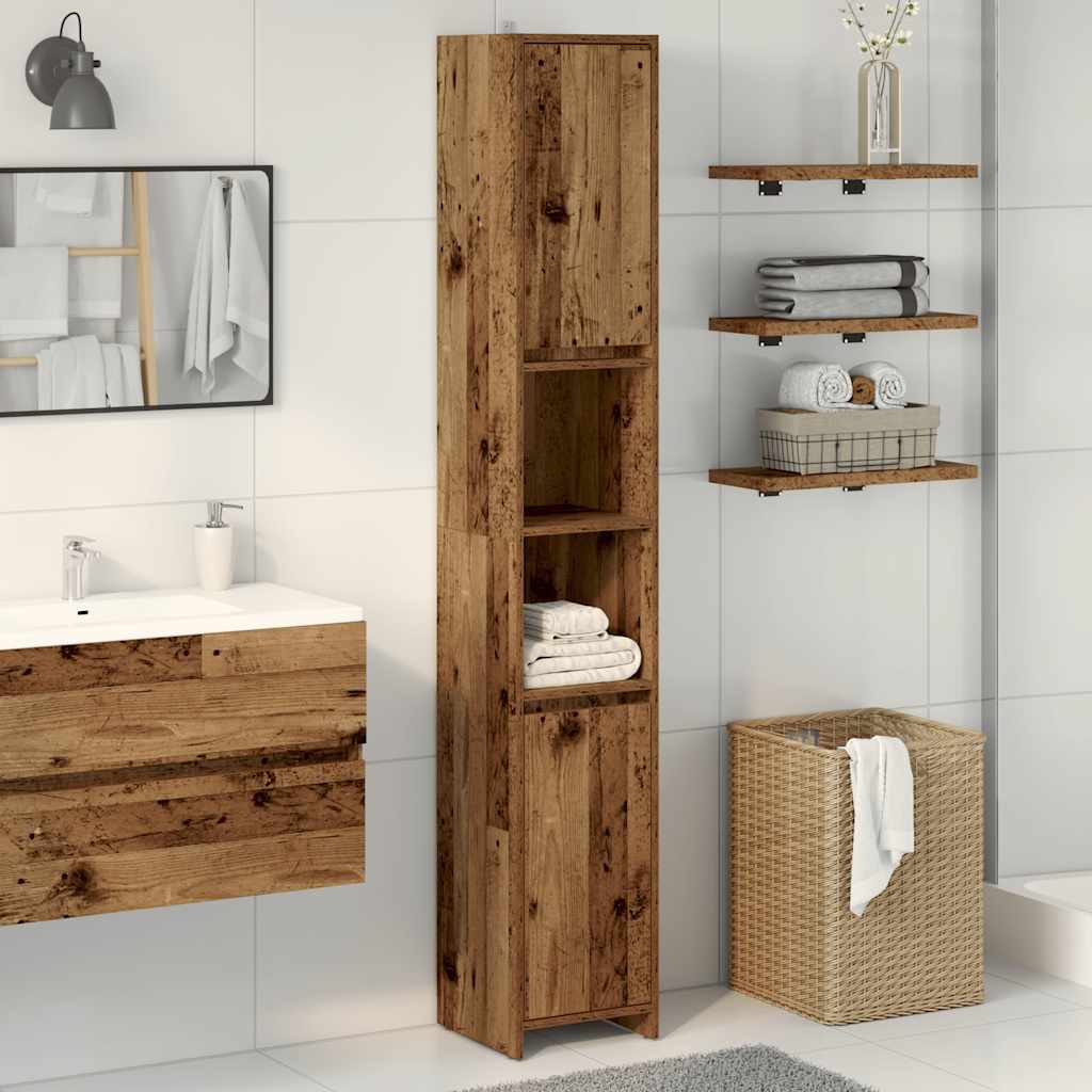Mobile Da Bagno Legno Antico 30x30x183,5 Cm In Truciolato - Image 3