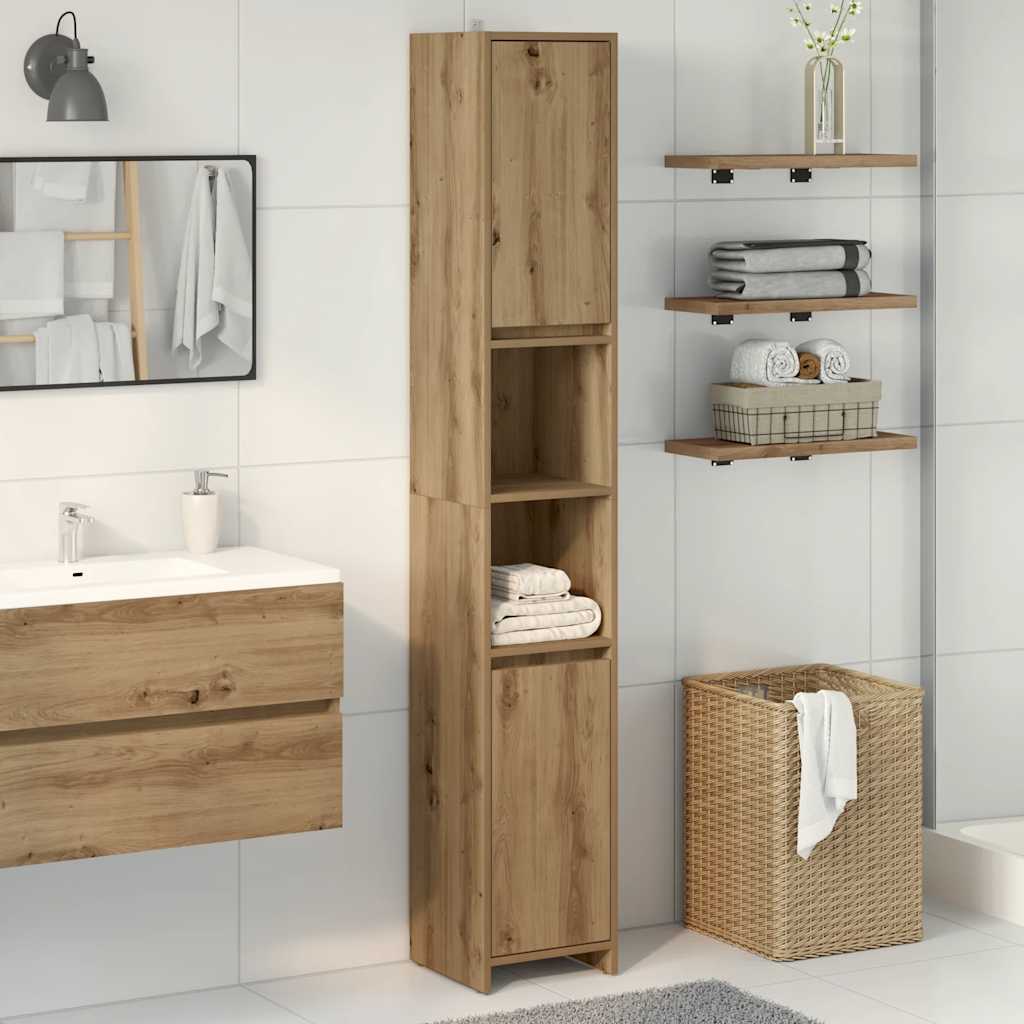 Mobile Da Bagno Rovere Artigianale 30x30x183,5 Cm In Truciolato - Image 3