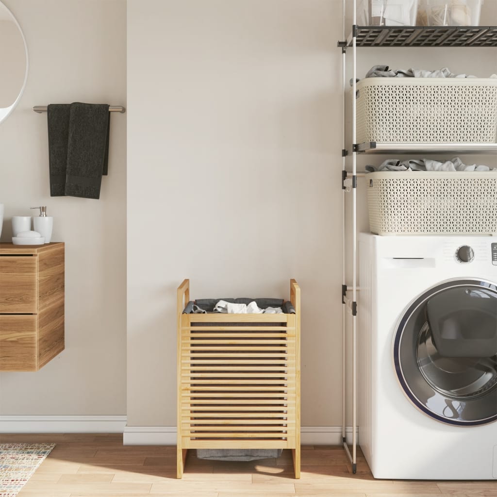 Cesto Per Il Bucato Con Borsa Grigia 32x30x36,5 Cm In Bambù