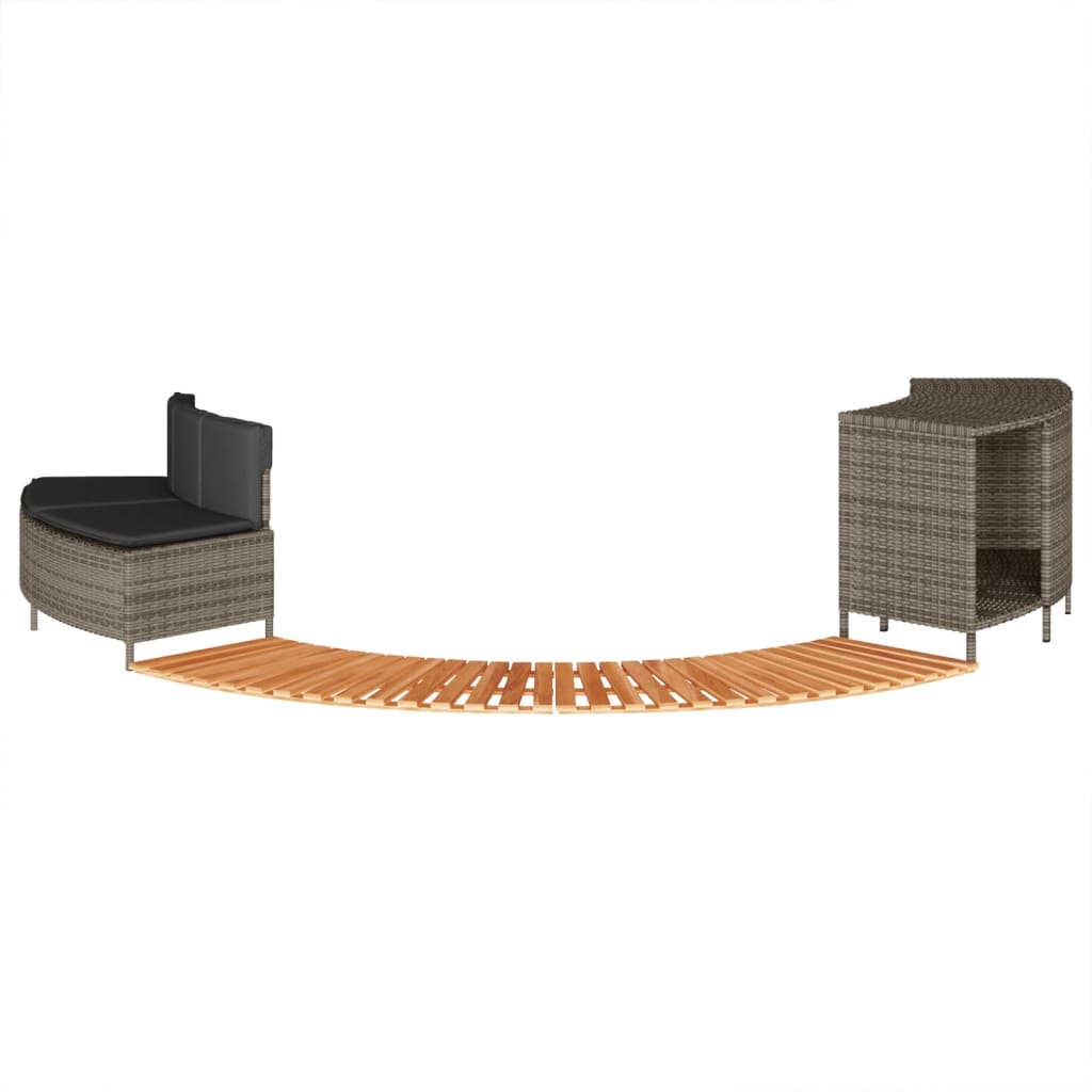 Bordo Per Spa Grigio In Polyrattan E Legno Massello Di Acacia - Image 4