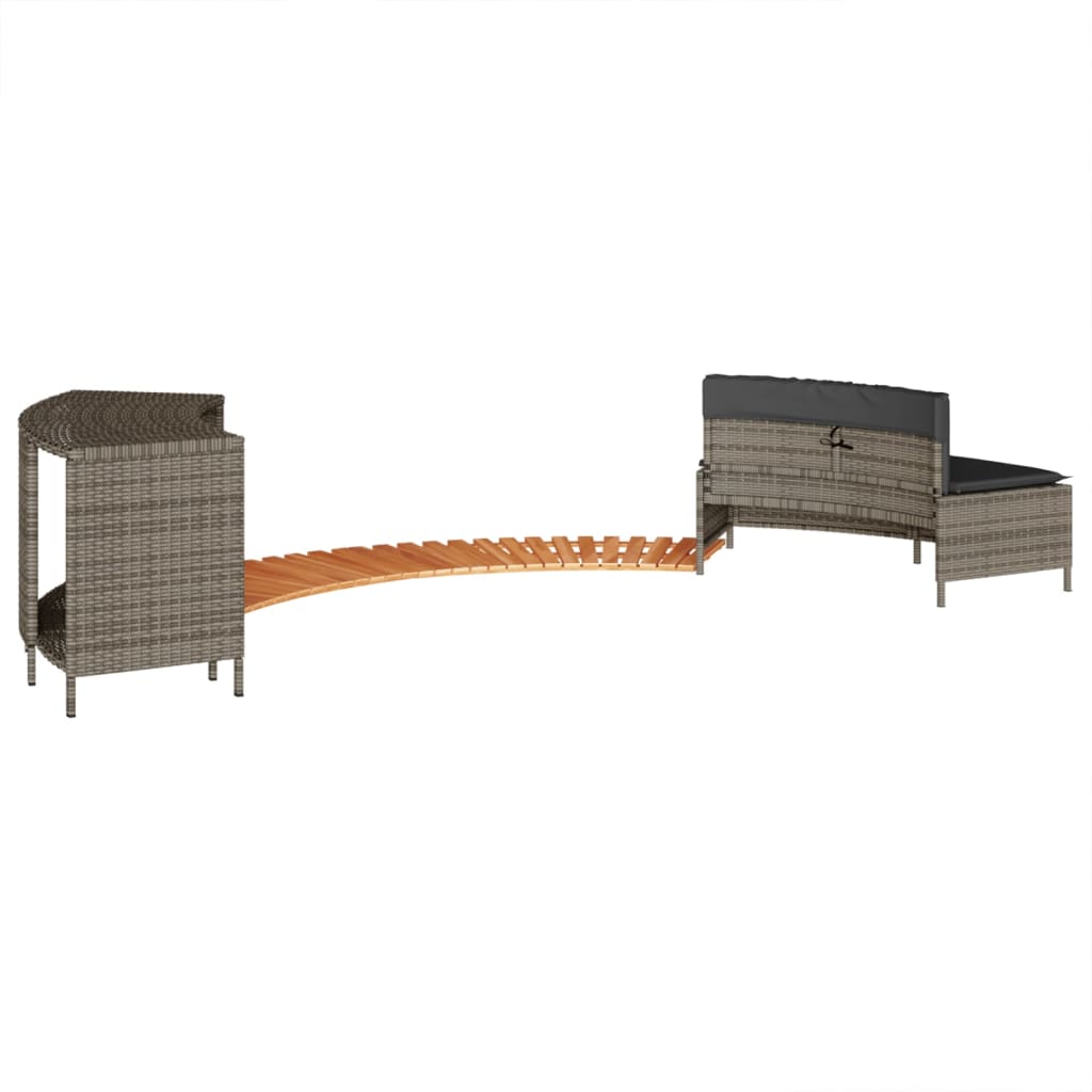 Bordo Per Spa Grigio In Polyrattan E Legno Massello Di Acacia - Image 6