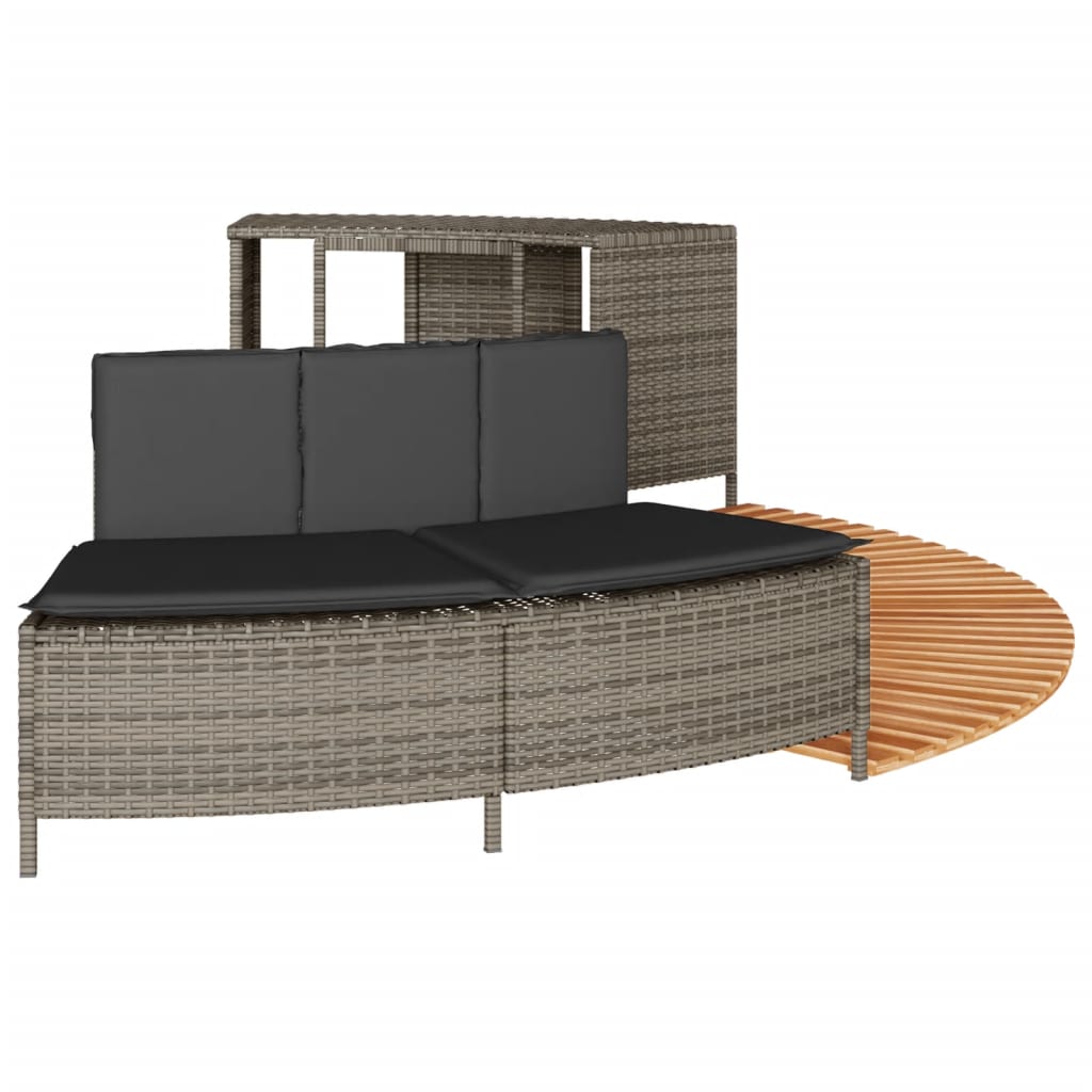 Bordo Per Spa Grigio In Polyrattan E Legno Massello Di Acacia - Image 5