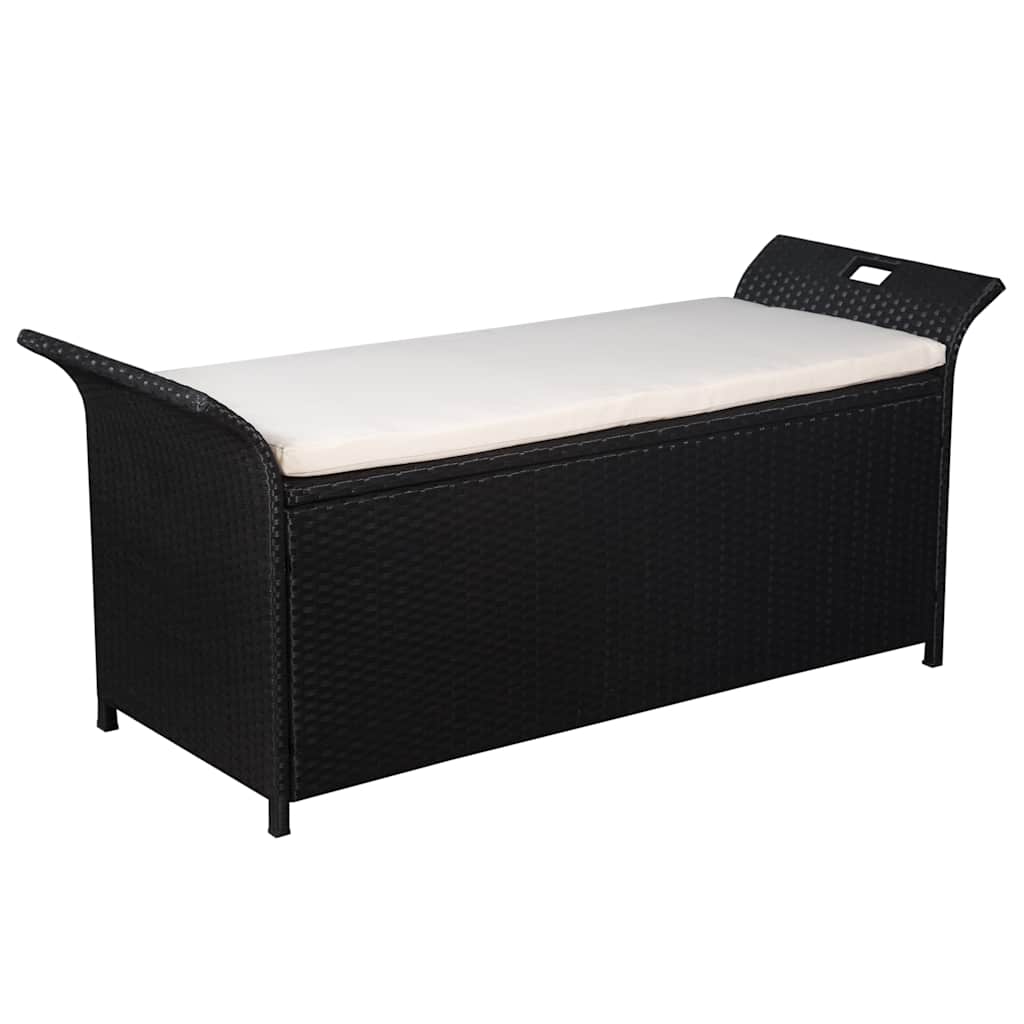 Cassapanca Con Cuscino 138 Cm In Polyrattan Nero