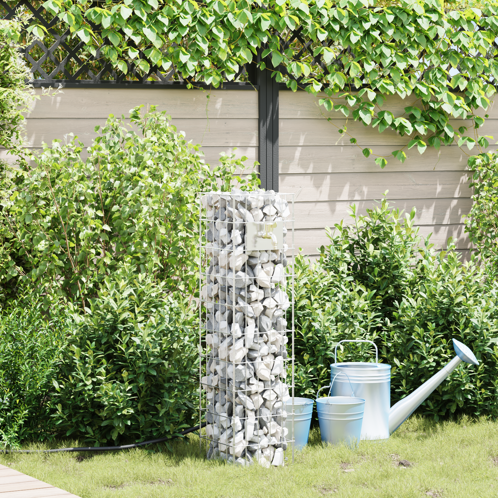 Colonna Gabion Argento 25 X 25 X 100 Cm Acciaio Inossidabile
