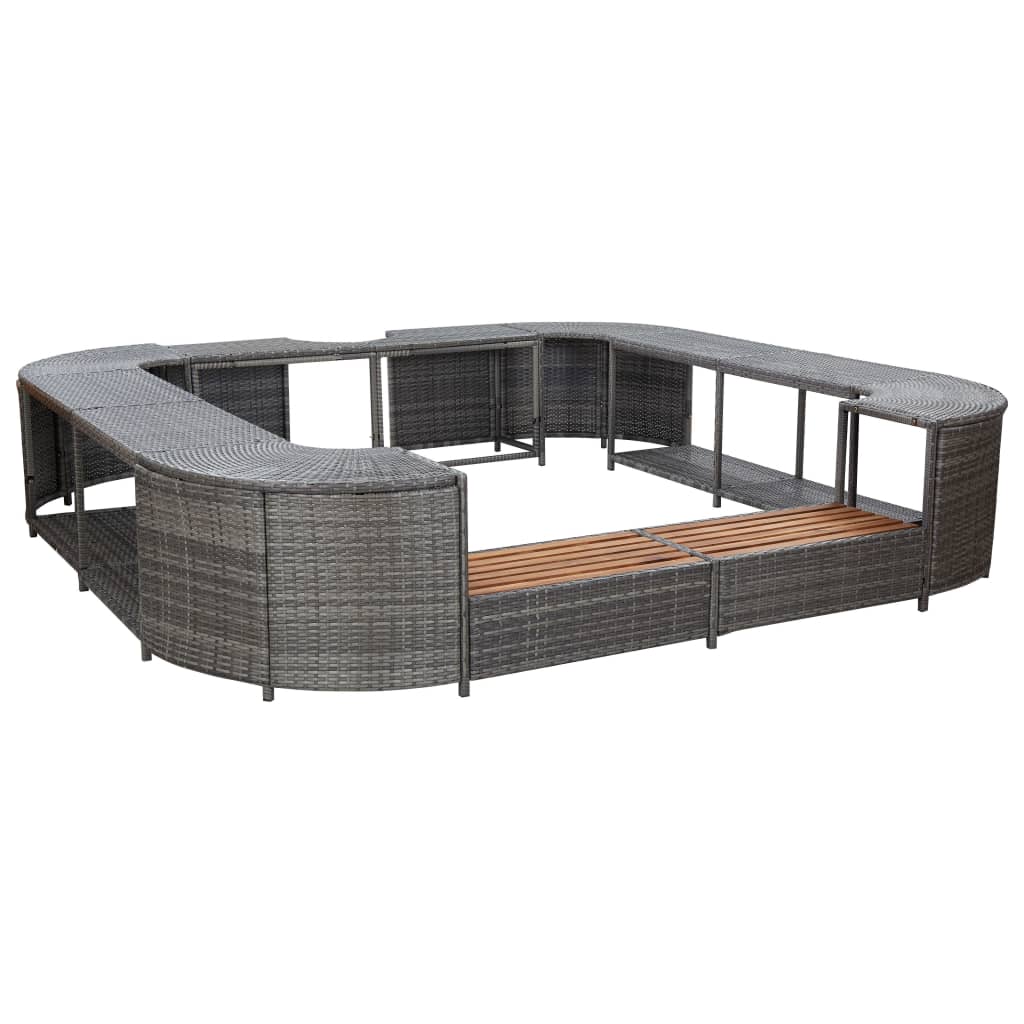 Bordo Spa Quadrato Grigio 268 X 268 X 55 Cm In Polyrattan