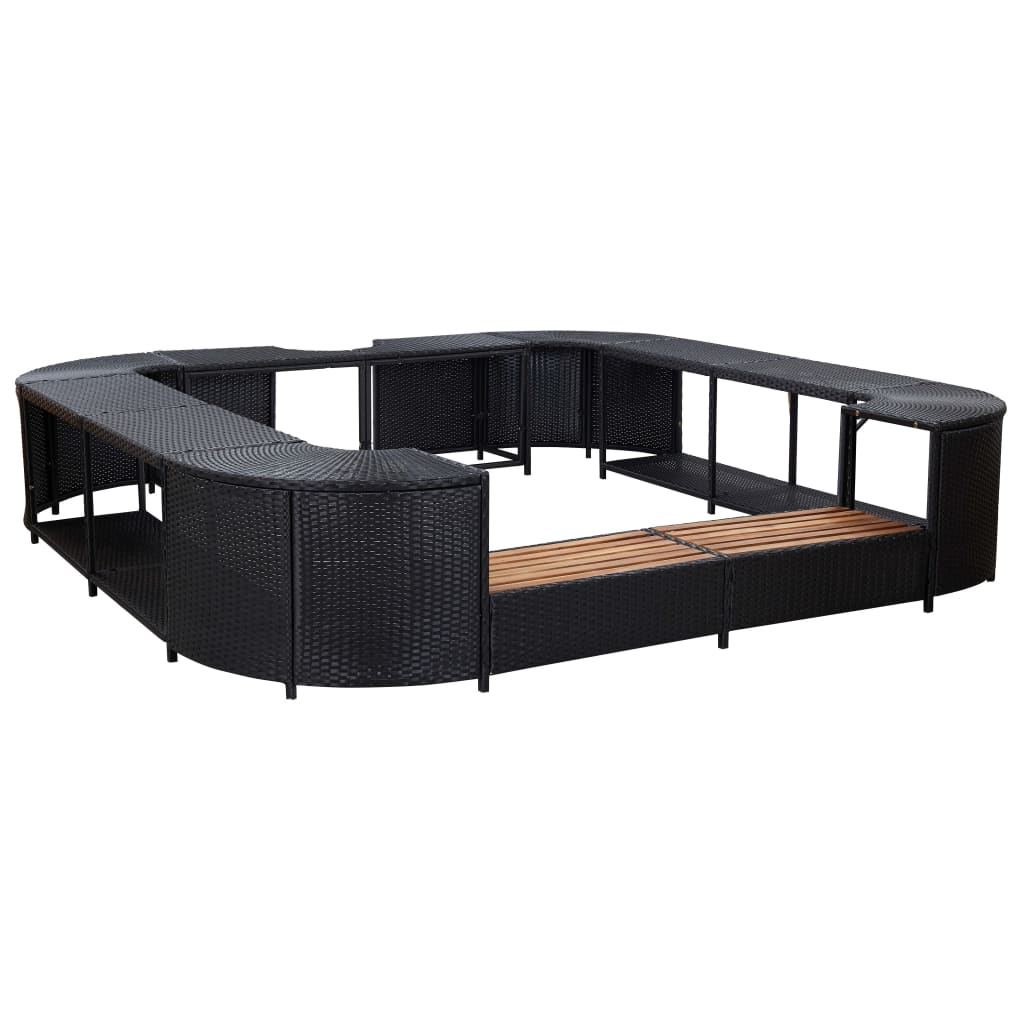 Bordo Per Vasca Da Spa Quadrato Nero 268x268x55 Cm Polyrattan