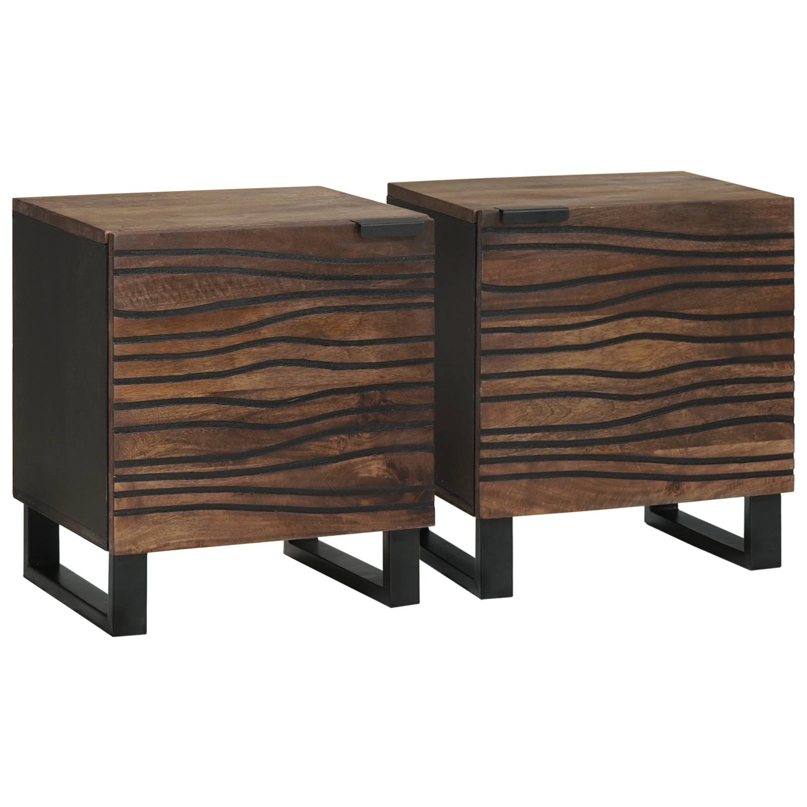 Armadi Da Comodino 2 Pezzi 40x33,5x46 Cm In Legno Massello Di Mango