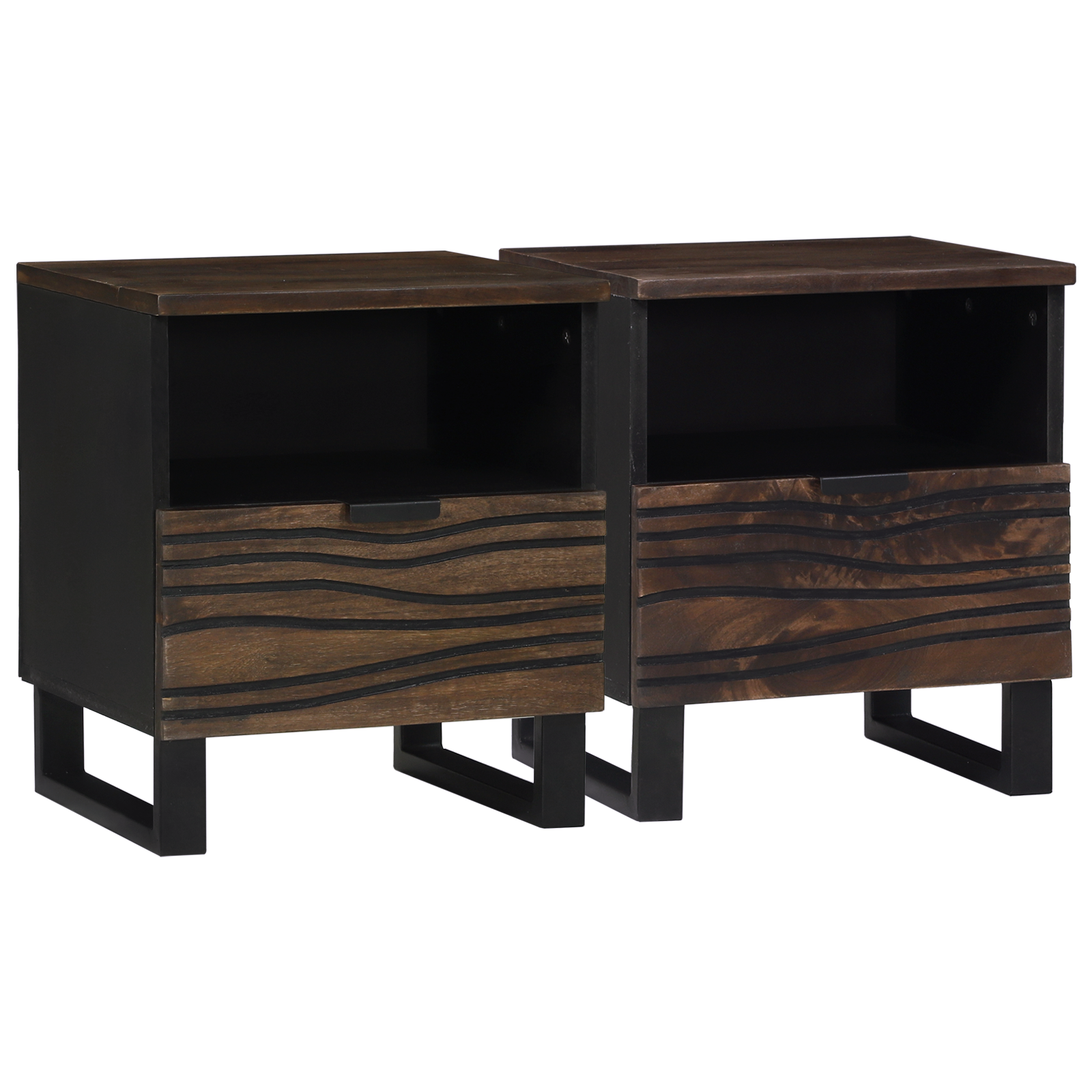 Armadi Da Comodino 2 Pcs 40x33x46 Cm Legno Massello Di Mango