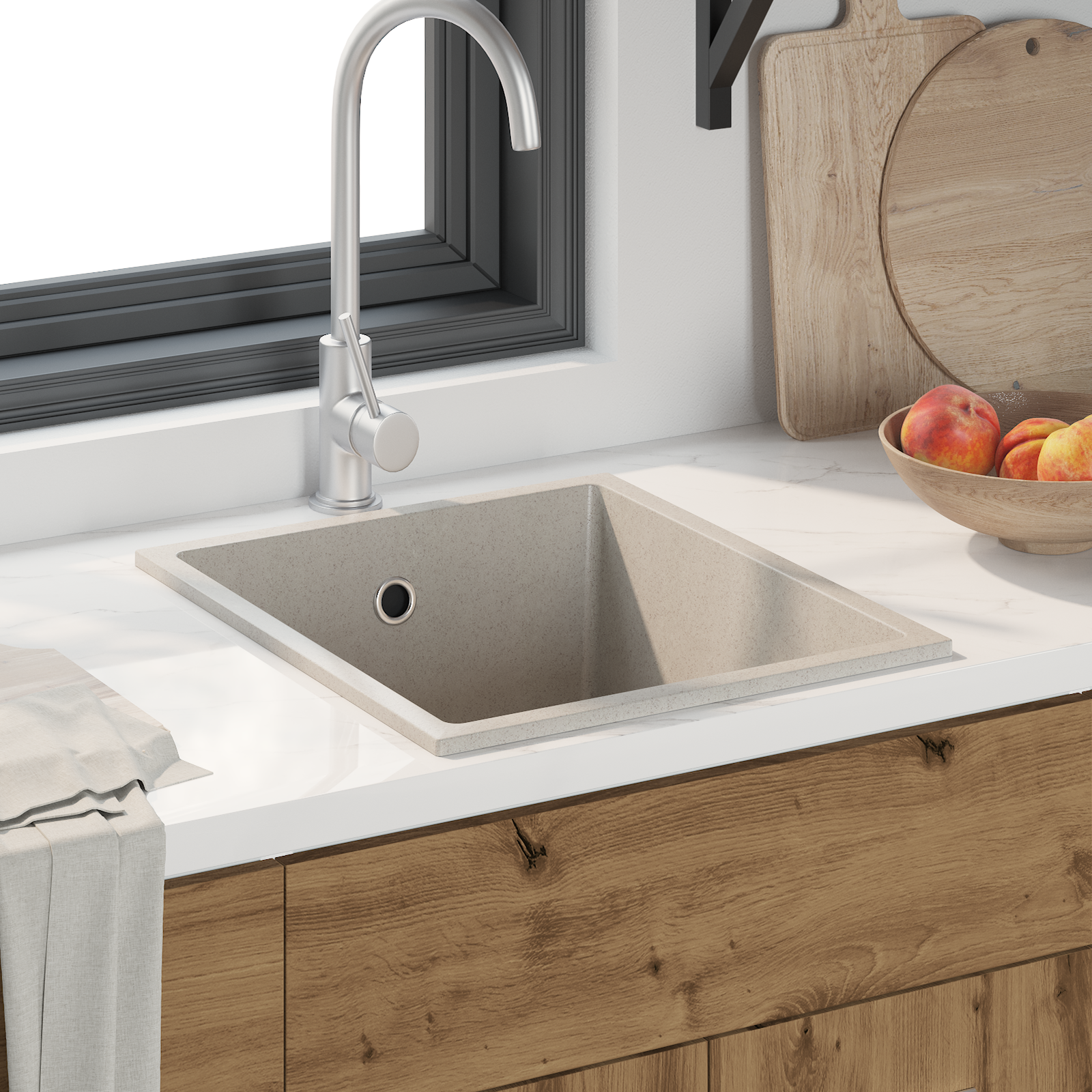Lavello Da Cucina Beige 38 X 44 X 20 Cm Granito