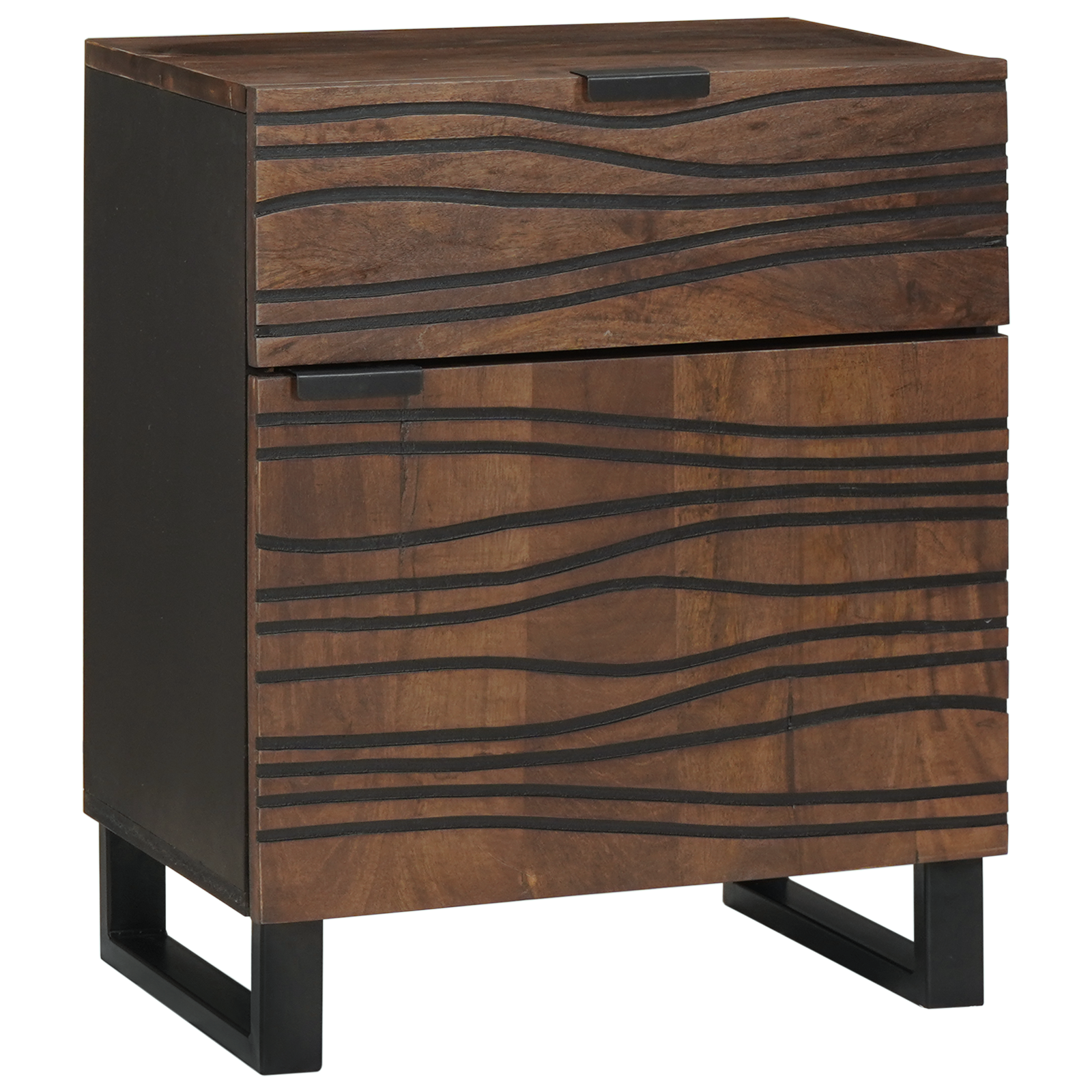 Armadio Da Notte Noce 50 X 33 X 60 Cm Legno Massello Di Mango