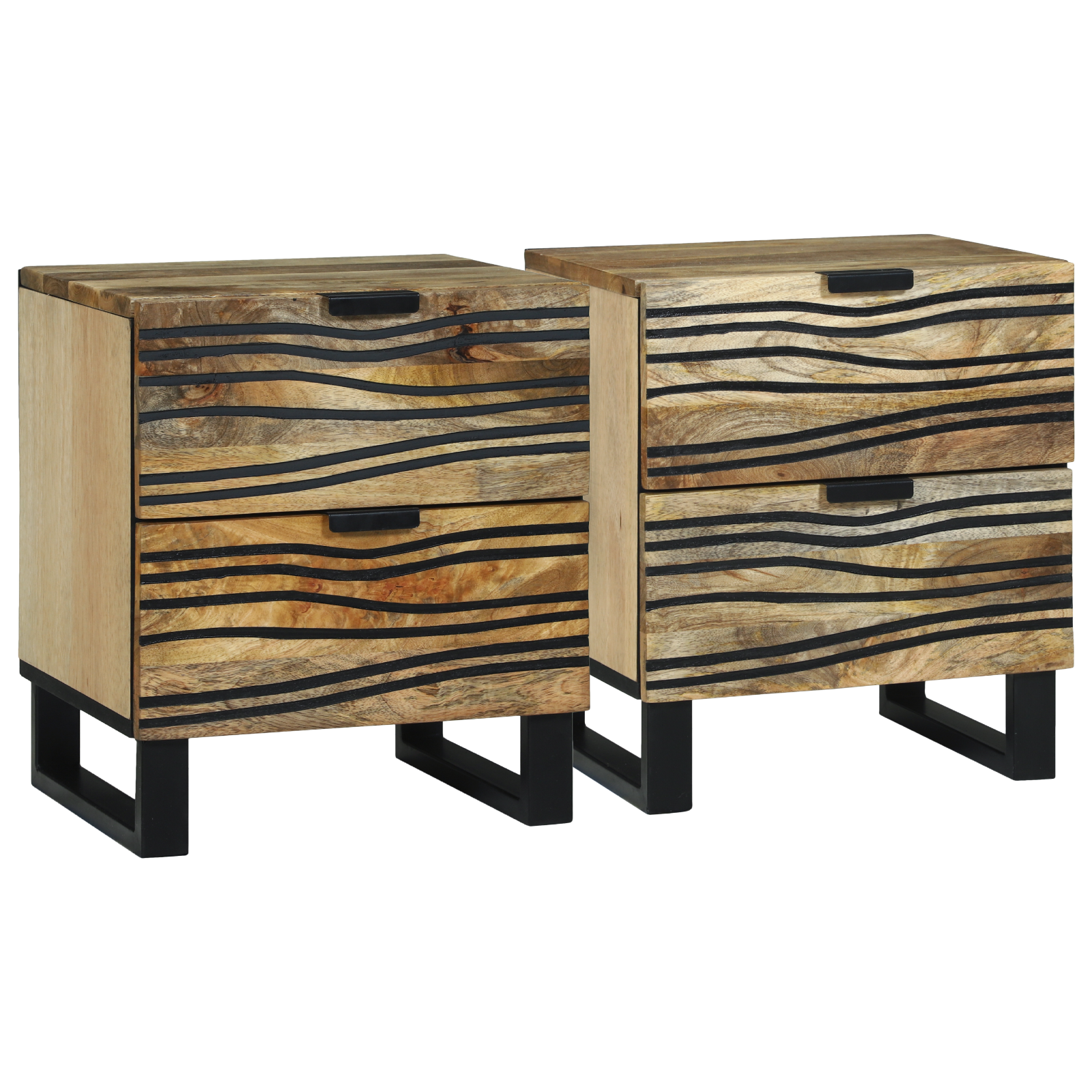 Armadietti Da Comodino 2 Pz 40x33.5x46 Cm Legno Massello Di Mango E Legno Ingegnerizzato