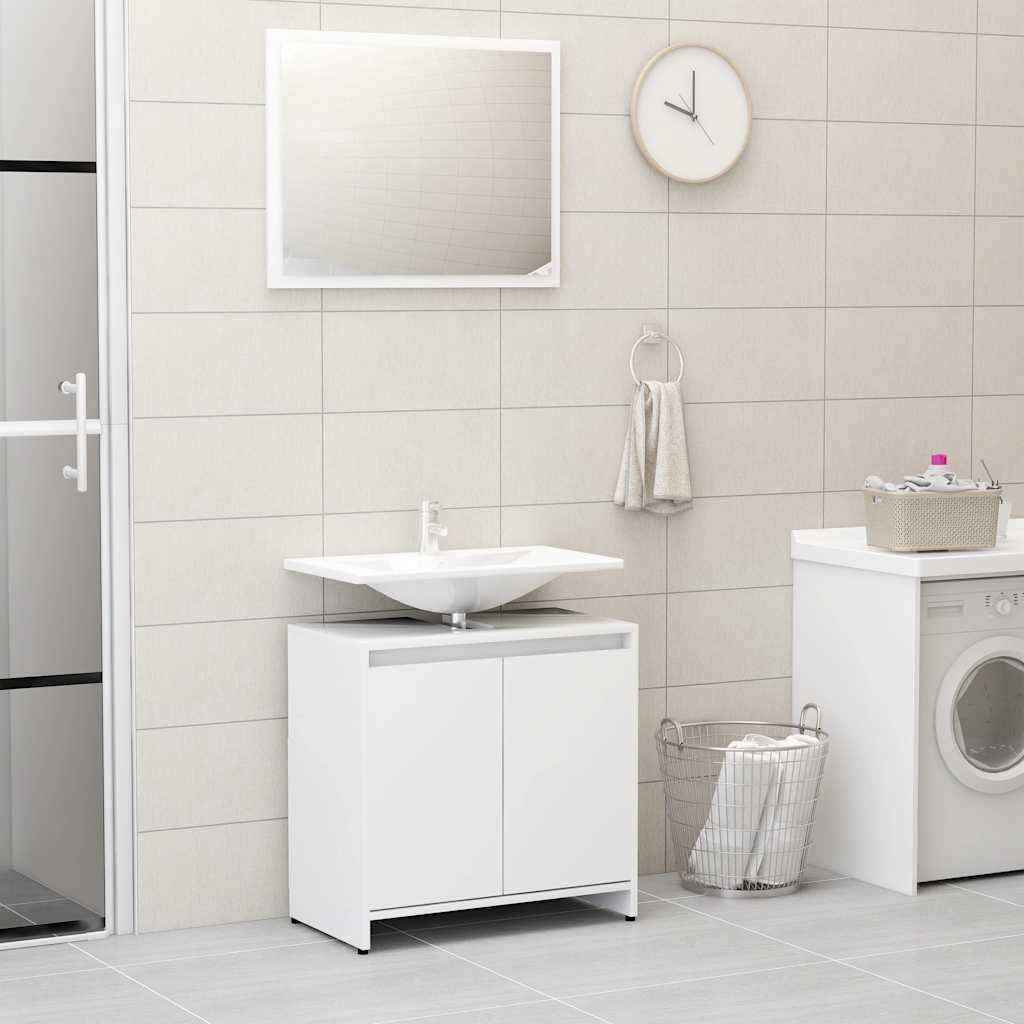 Set Mobili Da Bagno Bianco In Legno Multistrato