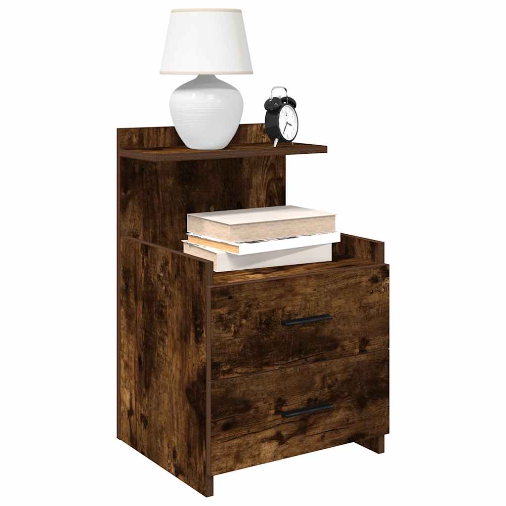 Comodini 2 Pz Con 2 Cassetti Rovere Affumicato 40x36,5x62 cm