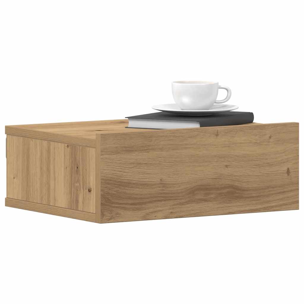 Comodini Pensili 2pz Rovere Artigianale 40x30x15 Cm Truciolato