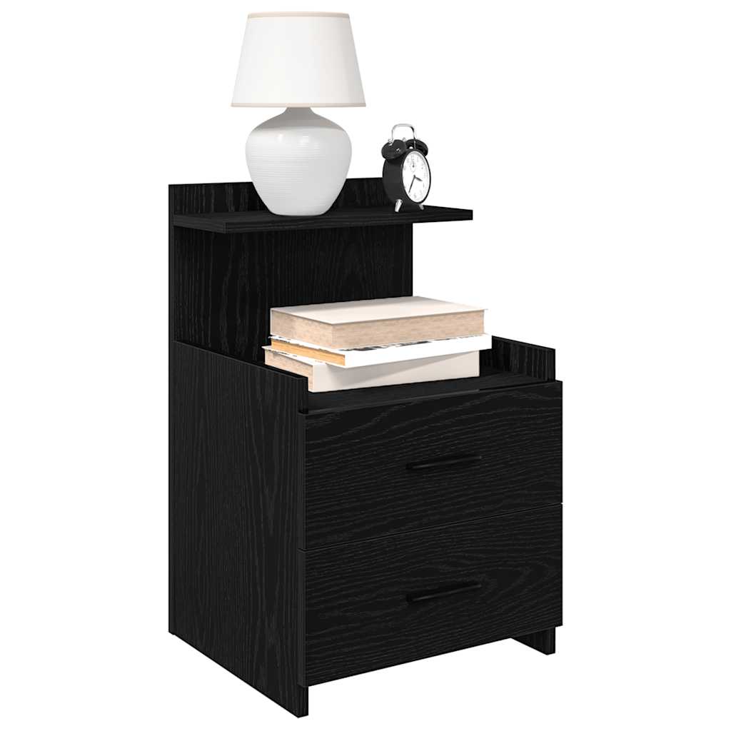 Comodini 2 Pz Con 2 Cassetti Neri 40x36,5x62 cm