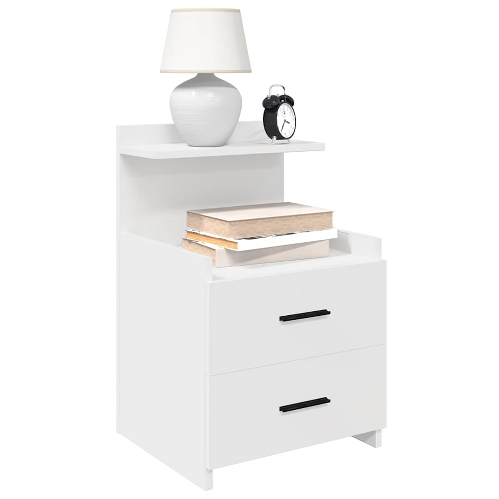Comodini 2 Pz Con 2 Cassetti Bianchi 40x36,5x62 cm