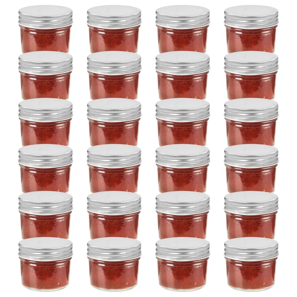 Vasi Per Marmellata In Vetro Coperchio Argento 24 Pz 110 ml