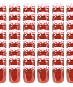 Vaso Marmellata In Vetro Coperchio Bianco E Rosso 48 Pz 230 ml