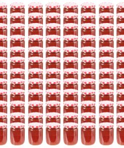 Vasi Marmellata In Vetro Coperchio Bianco E Rosso 96 Pz 230 ml