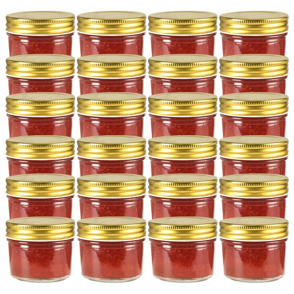 Vaso Per Marmellata In Vetro Coperchio Oro 24 Pz 110 ml