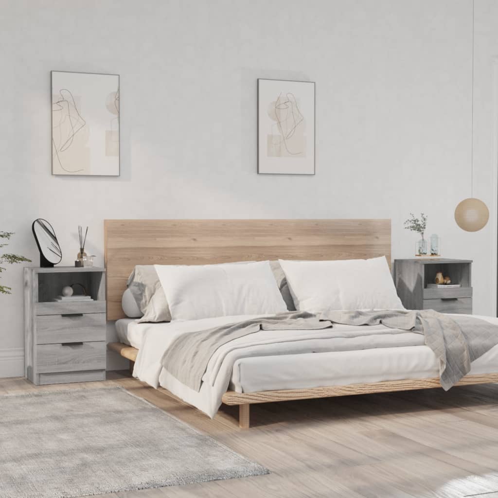 Comodini 2 Pz Grigio Sonoma In Legno Multistrato