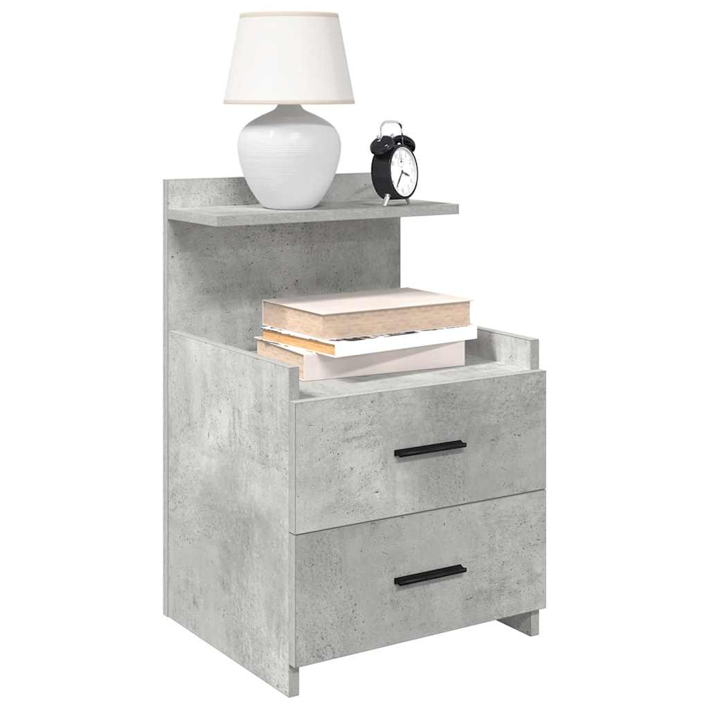 Comodini 2 Pz Con 2 Cassetti Grigio Cemento 40x36,5x62 cm
