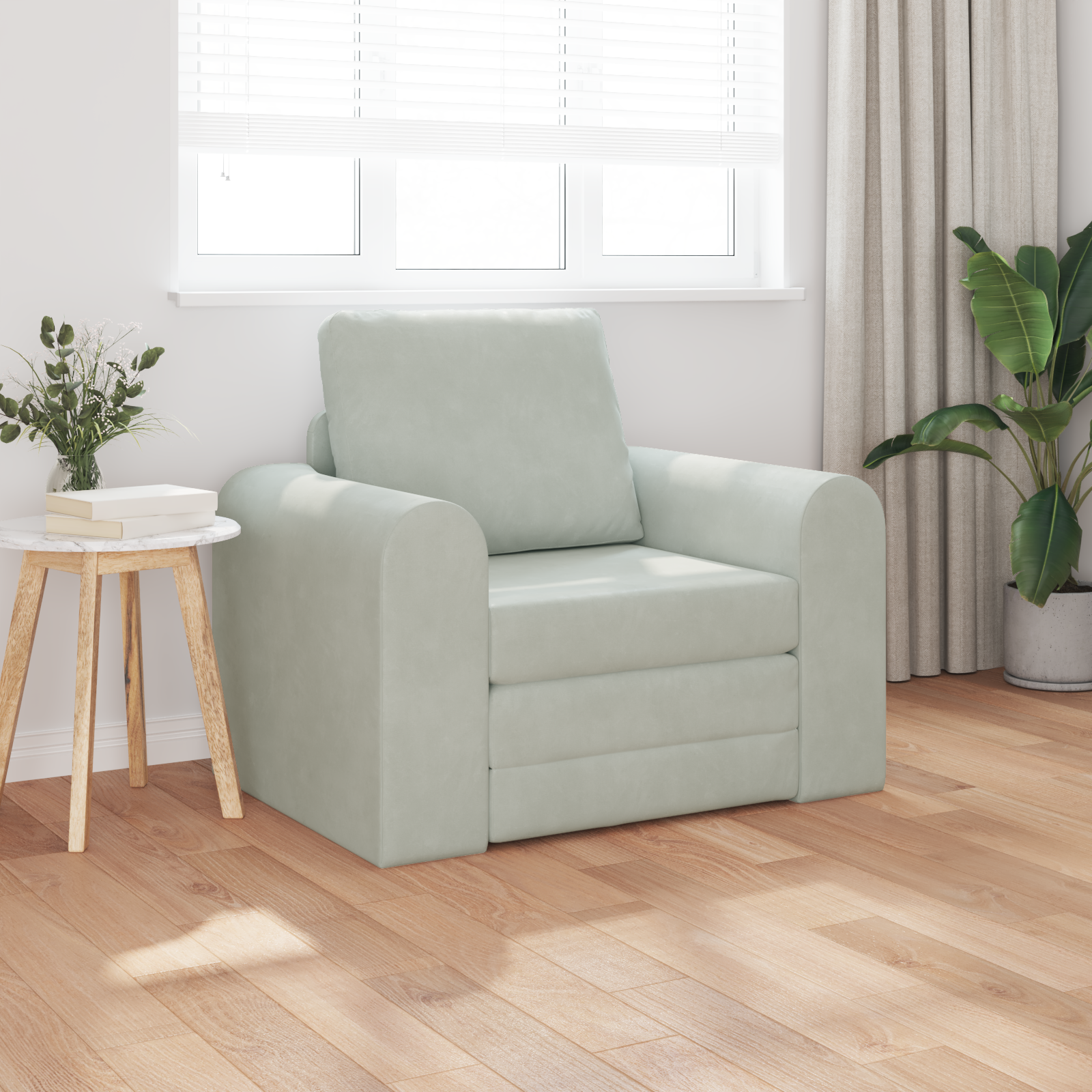Divano Letto Grigio Chiaro 98 X 71 X 83 Cm Velluto