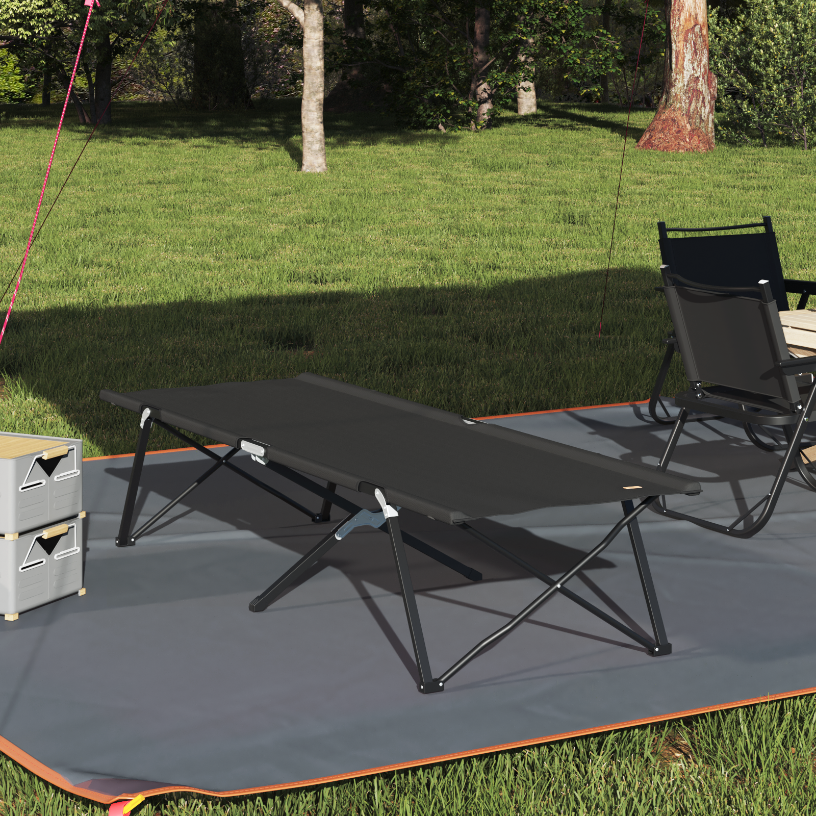 Letto Da Campeggio Pieghevole Nero 206 X 76 X 74 cm
