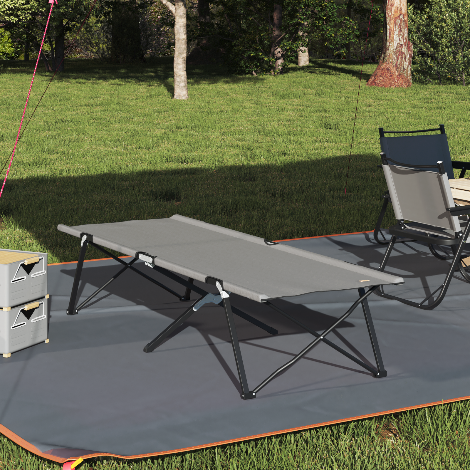 Letto Da Campeggio Pieghevole Grigio 206 X 76 X 74 cm