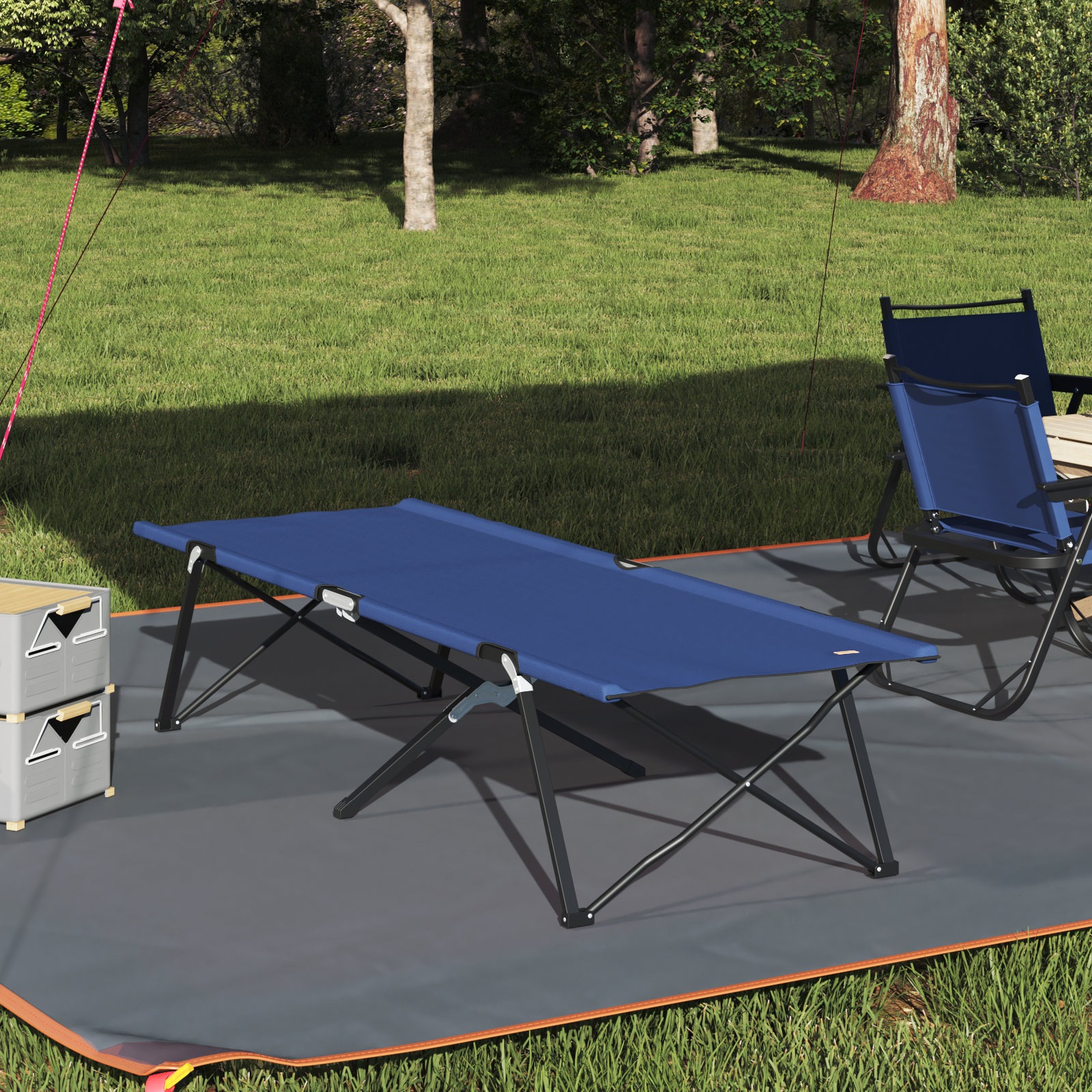 Letto Da Campeggio Pieghevole Blu 206 X 76 X 74 cm