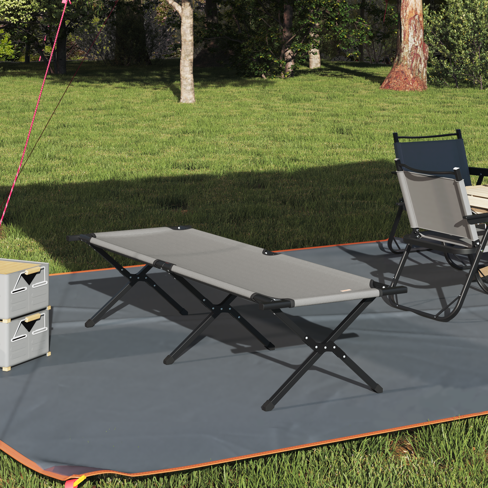 Letto Da Campeggio Pieghevole Grigio Tessuto Oxford